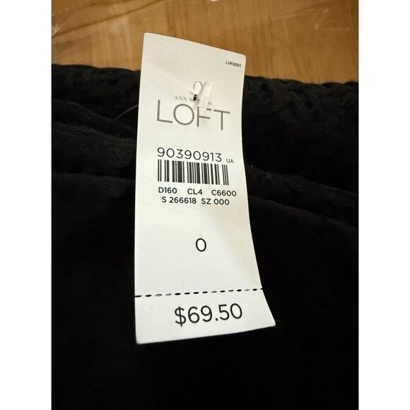 NWT LOFT Black Wool Blend Textured Mini Skirt – Lined, Classic A-Line SZ 0 - Picture 9 of 9